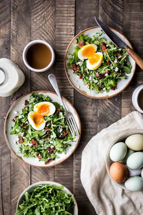 Arugula Breakfast Salad - Dishing Up the Dirt Arugula Breakfast, Salad For Breakfast, Salad Breakfast, 5 Course Meal, Keto Veggies, Grass Fed Steak, Skip Breakfast, Breakfast Salad, Salad Dishes