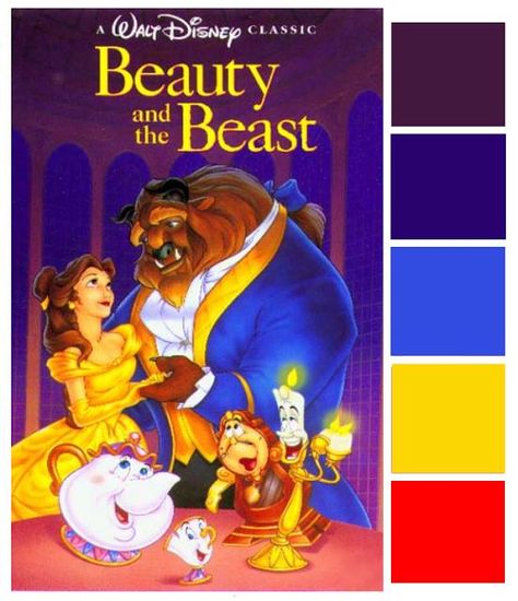 Disney Princess Order, Beauty And The Beast Wedding Theme, Color In Film, Storybook Theme, Geometric Coloring Pages, Belle And Beast, Beauty Glazed, Palette Inspiration, Disney Vintage