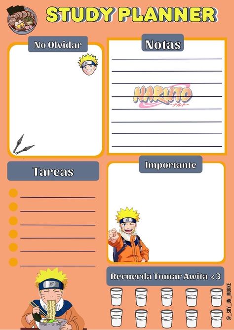 Anime Planner, Itachi Uchiha Live Wallpapers, Notes Plan, Study Planner Printable, Anime Paper, Study Better, Anime Printables, School Planner, Anime Crafts