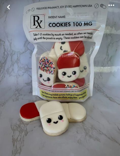 Pill Cookies, Medical Cookies, Nurse Cookies, Yummy Sugar Cookies, Healthcare Marketing, Cookie Business, Royal Icing Decorations, Pretty Cookies, Bakery Design