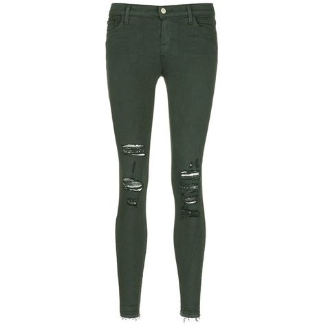 J Brand 'Photo Ready Skinny Leg' distressed jeans ($220) ❤ liked on Polyvore featuring jeans, pants, bottoms, green, green jeans, distressed denim jeans, j brand skinny jeans, skinny jeans and distressed skinny jeans Jeans Destroyed, Denim Jeans Ripped, Jeans Ripped, Pants Green, Destroyed Denim, Green Jeans, J Brand Jeans, Destroyed Jeans, Distressed Denim Jeans