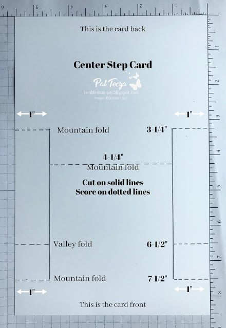 Side Stepper Card Template, Center Step Fun Fold Card, Stampin Up Center Step Card Tutorial, Centre Step Card Tutorial, Side Step Card Template, Side Step Fun Fold Card, Card Shapes Templates, Center Step Cards Template, Stair Step Card Template