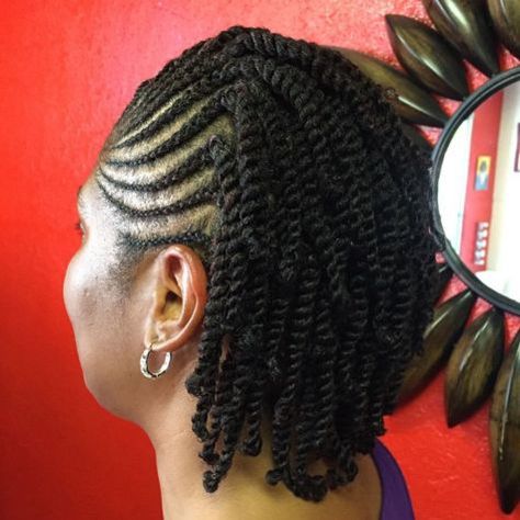 Cornrows Into Individual Twists Hairstyles For Virgin Hair, Updo Cabello Natural, Natural Hair Haircuts, Flat Twist Updo, Twisted Hair, Protective Hairstyles For Natural Hair, Short Hairdos, Natural Hair Twists, Twist Styles