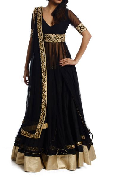 #Black #Embroidered #Anarkali with #Silk #Lehenga.  http://www.shaadi.org.pk/ South Indian Dress, Indian Dress Salwar, Dresses Png, Long Anarkali Dress, Indian Closet, Black Anarkali, Indian Designs, Long Anarkali, Indian Women Fashion