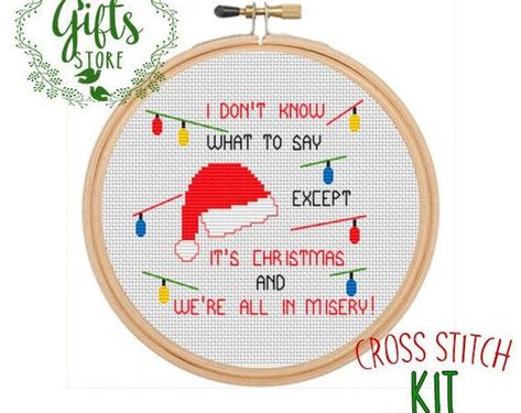 Quotes Stitch, Dmc 2, Christmas Vacation Quotes, Joy Gifts, Funny Cross Stitch Patterns, Vacation Quotes, Dmc Embroidery, Xmas Cross Stitch, Aida Fabric