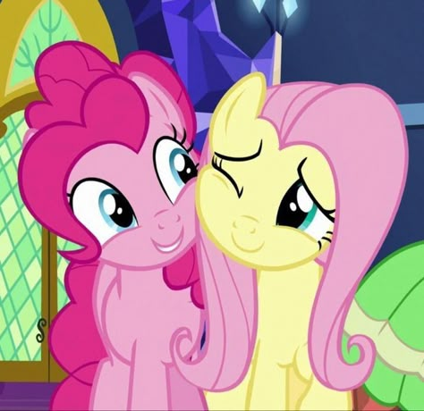 Pinkie Pie And Fluttershy, Cheek To Cheek, Shadow Play, One Eye, Pinkie Pie, Fluttershy, Ponies, Pie