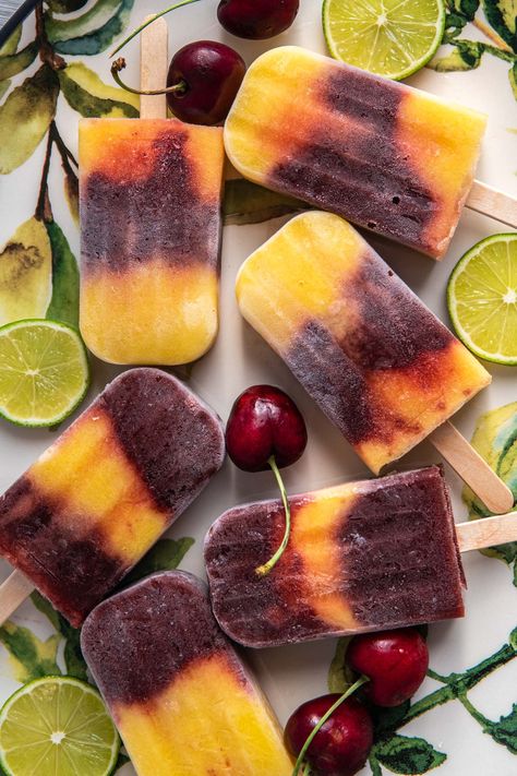 Popcicles Recipes Fruit, Creamy Fruit Popsicles, Mango Popsicles Mexican, Coconut Mango Popsicles, Outshine Popsicles, Mango Popsicle Recipes, Gourmet Popsicles, Cherry Popsicles, Cold Snack