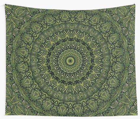 Green leaves mandala. Balance, nature and healing.  #walltapestry #mandalawalltapestry #greenmandala #roomdecor #cr6zym1nd #redbubble #greenleavesmandala Sesh Room, Leaves Mandala, Hippy Blanket, Mandala Wall Tapestry, Green Tapestry, Crate Decor, Apartment Deco, Sleeping Quarters, Mandala Pillows