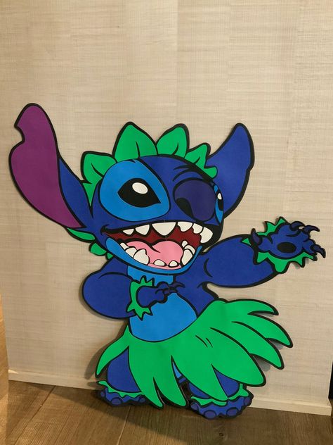 This listing is for 1 Medium  Stitch in Luau Standee. Sizes Available: 12 inches 15 inches It is made of colorful cardstocks and posterboard to make it really sturdy. I made sure its not flimsy so you will be able to use it as standee that you can lean on a table legs or something if not a Wall Backdrop. You can also put a wooden dowel to attach in the back to make it stand in an outdoor setting.   Also Available in 24 inches   COPYRIGHT NOTICE: Please note that you are paying for the time spent Lilo And Stitch Room Decor, Lilo And Stitch Room, Aloha Theme Party, Stitch Room Decor, Stitch Room, 3rd Birthday Party For Boy, Superhero Cupcake Toppers, Paw Patrol Cupcakes, Lilo And Stitch Characters