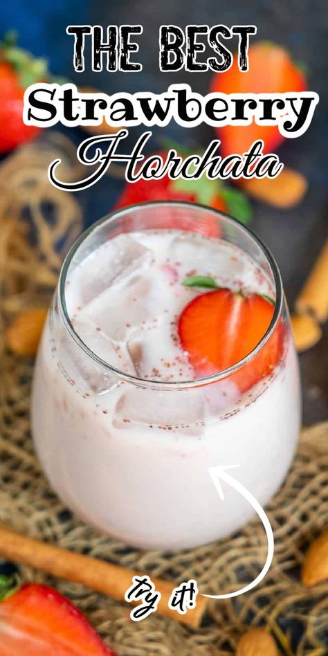 Strawberry Horchata Recipes, Pink Horchata, Horchata Recipe Mexican, Strawberry Horchata, Vegan Horchata, Horchata Drink, Mexican Horchata, Horchata Recipe, Dinner Planning