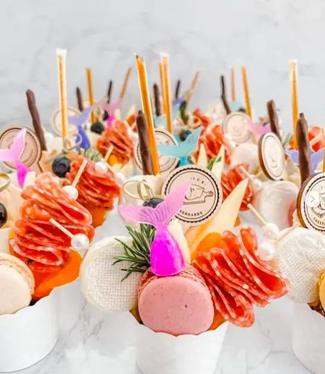 Scout And Cellar, Charcuterie Cup, Charcuterie Cones, Meals For A Crowd, Underwater Mermaid, Cheese And Wine Party, World Ocean Day, Charcuterie Cups, Magical Underwater