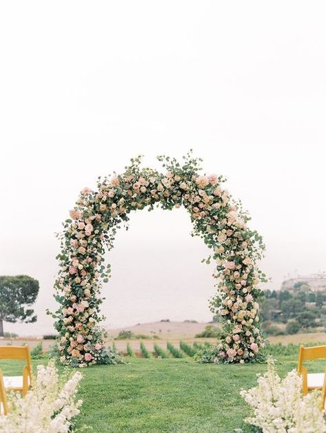 This beautiful floral arch is the perfect backdrop for the 'I do' moment! | wedding planning, wedding inspiration, outdoor wedding, wedding ceremony inspo, wedding ceremony decor, destination wedding inspo, wedding decor ideas, wedding flowers, wedding flower arrangements, wedding floral designs, wedding aisle decor, wedding arch ideas, wedding floral arch, floral wedding, romantic wedding decor ideas, spring wedding inspo, luxury wedding, flowers for weddings #luxurywedding #springwedding Flower Arbor Wedding, Blue Pastel Wedding, Flower Arch Wedding, Wedding Flower Arch, Floral Arches, Artificial Eucalyptus Garland, Wedding Arbors, Flower Arch, Wedding Ceremony Arch