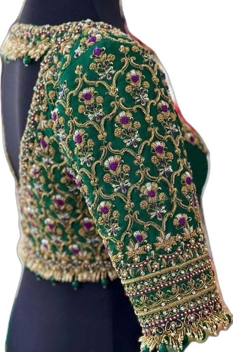 Gold Blouse Designs, Green Blouse Designs, Netted Blouse Designs, Latest Bridal Blouse Designs, Bridal Blouses, New Saree Blouse Designs, Latest Model Blouse Designs, Traditional Blouse Designs, Cutwork Blouse Designs