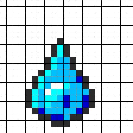 Cascade Badge Perler Bead Pattern Water Perler Beads, Water Pixel Art, Pokemon Perler, Kandi Cuffs, Pokemon Bead, Water Pattern, Pokemon Perler Beads, Pearl Beads Pattern, Fuse Bead Patterns