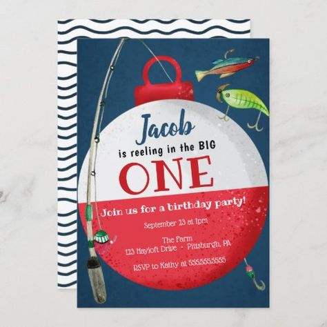 $2.95 | Reeling in the big ONE Fishing First Birthday #boy, reeling in, big one, one, first, birthday, fish, fishing, o-fish-ally Fishing First Birthday, Reeling In The Big One, Lake Birthday, Fishing Themed Birthday Party, Girl Fishing, Fishing Birthday Party, First Birthday Girl, O Fish Ally, Birthday Party Design