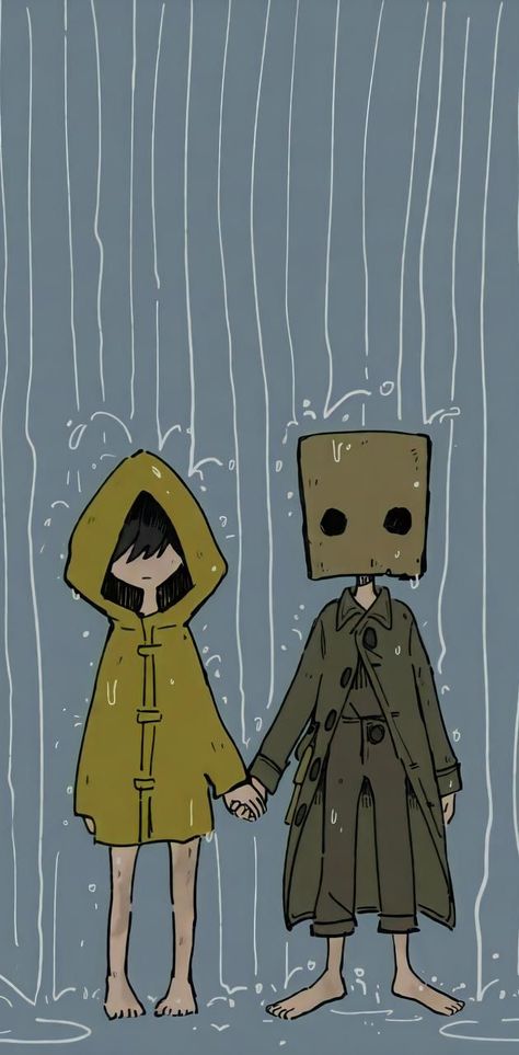 I cant find the original artist im sorry 😭 If anyone finds it feel free to comment Little Nightmares Wallpaper, Little Nightmares, Rain Rain, Im Sorry, In The Rain, I Cant, The Rain, Wallpapers