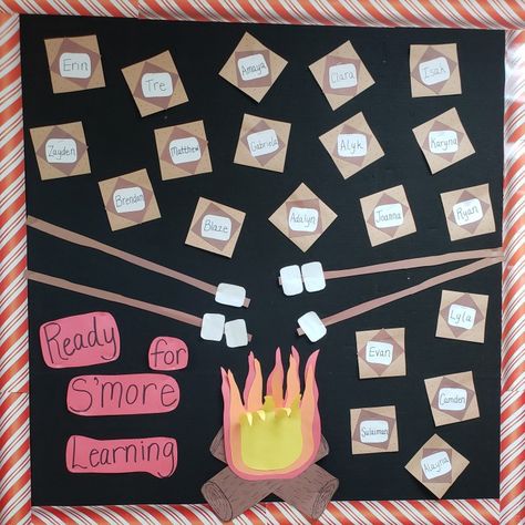 Ready For S'more Learning Bulletin Board, S’mores Craft Preschool, S'more Bulletin Board Ideas, S'more Crafts Preschool, S’more Craft, S’mores Craft, Dismals Canyon, Ra Training, Smores Craft