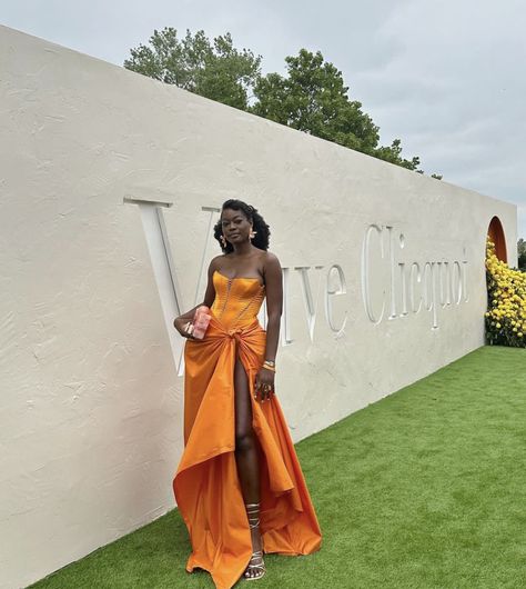 Orange Corset Dress, Rich Girl Style, African Traditional Wedding Dress, Black Tie Attire, Main Character Energy, African Styles, African Print Dress Ankara, African Clothes, Graduation Photo