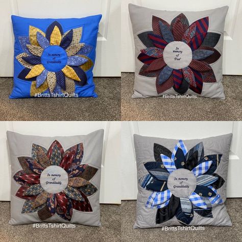 Memorial Pillow Made From YOUR Loved One's Clothing or - Etsy Memory Crafts From Clothes Throw Pillows, Memorial Shirt Pillow, Pillow Made Out Of Loved Ones Shirt, Mom Memorial Pillow, “memorial Pillows From Collared Shirts”, Memory Pillow From Shirt, Mens Ties Crafts, Tie Pillows, Flannel Pillows