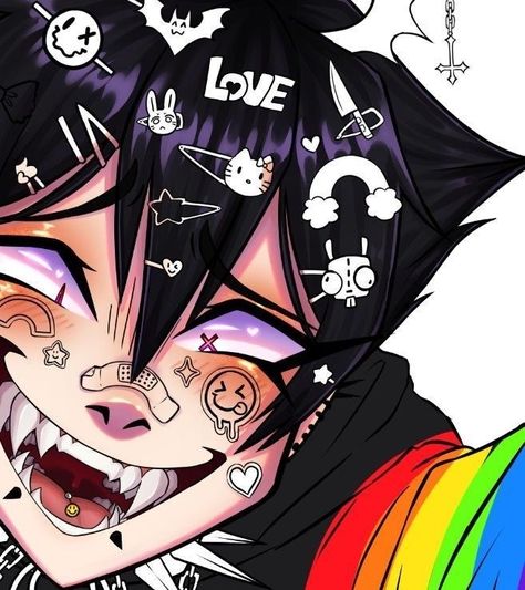 ❤️🧡💛💚💙💜🤍 An Anime, I Love It, Anime Character, Love It, I Love, Rainbow, Hair, Anime, Black