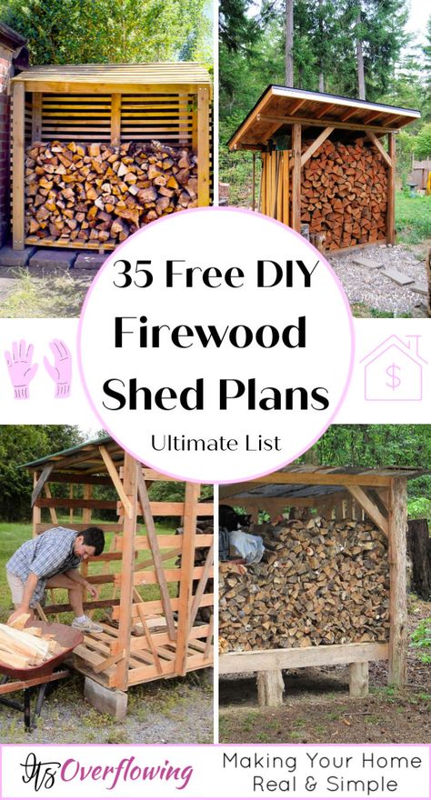 Shed For Wood Storage, Wood Shed From Pallets, Diy Wood Shed Pallets, Pallet Woodshed Wood Storage, Wood Shed Pallet, Diy Woodshed Ideas, Firewood Shelter Diy, How To Build A Wood Shed Out Of Pallets, Outside Wood Storage Ideas Firewood Rack