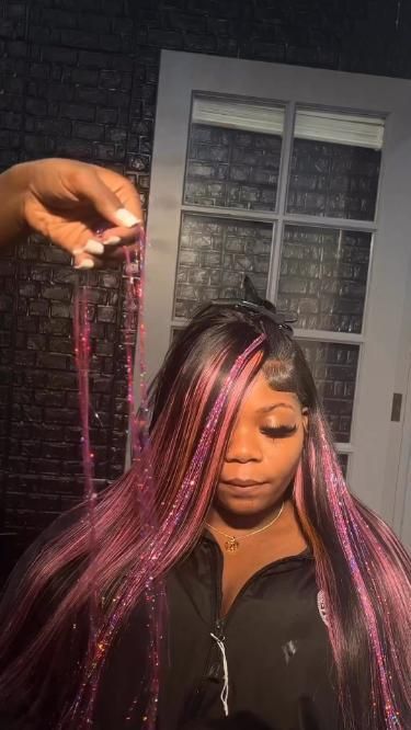 Adding glitter on hairFollow @ohmyprettywig for more glitterhairidea Glitter On Hair, Side Shaved Hair, Side Shaved, Barbie Hairstyle, Sew In Hairstyles, Birthday Hairstyles, Quick Weave Hairstyles, Pretty Braided Hairstyles, Pretty Hair Color