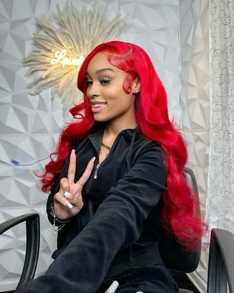 ˚୨୧⋆ @bella2angel Red Weave Hairstyles, Red Wig, Frontal Wig Hairstyles, Closure Wigs, Wig Color, Stylist Tattoos, Frontal Hairstyles, Pretty Braided Hairstyles, Red Wigs