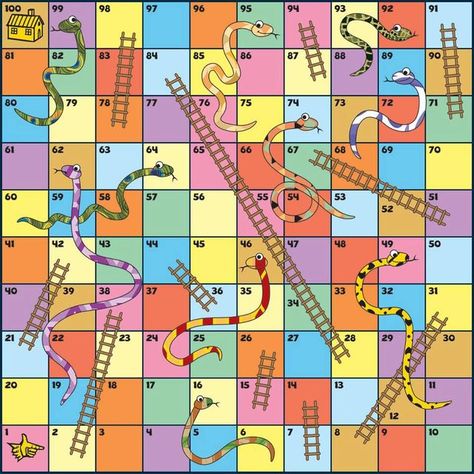 Snakes And Ladders Template, Snakes And Ladders Printable, Board Game Template, Ladders Game, Snake Game, Printable Board Games, Snakes And Ladders, Board Game Design, English Games