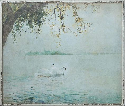 Amazon.com - Creative Co-op DF1286 Vintage Swans Wood Framed Wall Décor, White - Swan Wall Art, Swan Art, Hello Honey, Swans Art, Wood Artist, Animal Wall Decor, Large Artwork, Creative Co Op, Detail Art