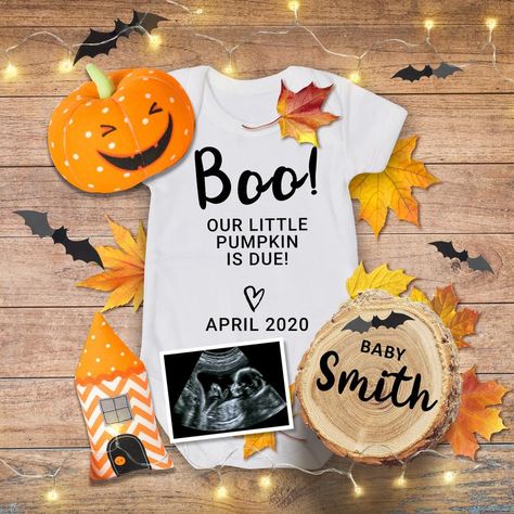 Halloween Pregnancy Announcement, Pregnancy Announcement Template, Digital Announcement, Digital Pregnancy Announcement, October Baby, Pregnancy Announcement Photos, Pregnant Halloween, Baby Gender Reveal