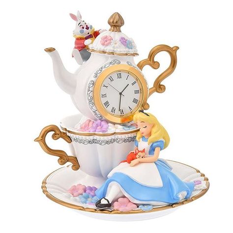 Alice In Wonderland Figurines, Alice In Wonderland Merchandise, Alice In Wonderland Teapot, Alice In Wonderland Clocks, Alice In Wonderland Rabbit, Alice In Wonderland White Rabbit, Christmas Story Books, Wonderland White Rabbit, Disney Store Japan