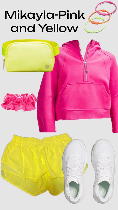 COMMENT UR NAME AND FAV COLOR COMBO!! @mikaylakaszynski #preppy #outfitinspo #lululemon #vibes #outfitsfornames #athleticgirl #lululemonoutfit #aesthetic Fav Color, Lululemon Outfits, Athletic Girls, Color Combo, Color Combos, Outfit Inspo, Yellow, Pink, Color