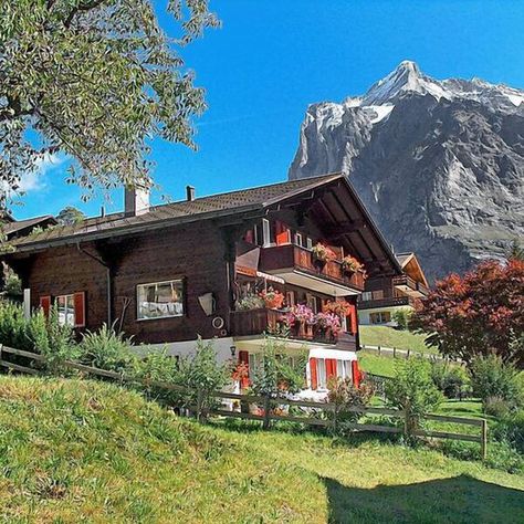 1 BR, 1 BA Switzerland House, Italian Cottage, Swiss House, Winter Chalet, German Houses, Chalet Design, Swiss Chalet, Cabin Exterior, Outdoor Living Design