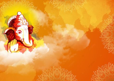 Orange Gradient White Cloud Ganesha Background Ganpati Bappa Wallpapers Horizontal, Ganpati Background Invitation, Ganpati Poster Design Background, Ganpati Bappa Poster Background, Ganesh Chaturthi Poster Background, Ganesh Poster Background, Vinayagar Background, Ganpati Background Banner, Ganpati Poster Design