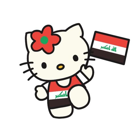 Iraqi Hello Kitty Sticker Iraqi Flag, Iraq Flag, Cute Hello Kitty, Arab Culture, Creative Block, Art Drawings Sketches Creative, Hello Kitty Wallpaper, Room Posters, Cat Stickers