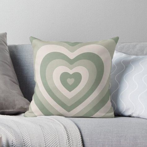 Clean Room Aesthetic, Green Room Decor, Sage Green Bedroom, Green Throw Pillows, Preppy Room, Christmas Pillowcases, Heart Pillow, Green Pillows, Green Rooms