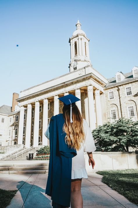 Psu Graduation Pictures, Graduation Dress With Cap And Gown, Penn State Graduation Pictures, Penn State Graduation, Outfit Graduacion, Graduation Preschool, Masters Graduation Pictures, Winter Graduation, Highschool Graduation