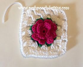 Posh Pooch Designs : October Rose Quartz Square Crochet Pattern | Posh Pooch Designs Crochet Flower Granny Square Pattern, Granny Square Pattern Free, Crochet Rose Pattern, Square Crochet Pattern, Easy Crochet Blanket, Crochet Hexagon, Crochet Blocks, Crochet Dishcloths, Crochet Flower Tutorial