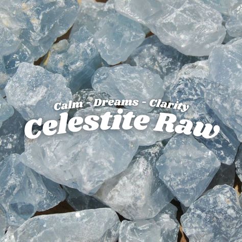 Celestite is one of my favourite crystals at the moment, named after the Latin word for heavenly, Celestite definitely takes after its namesake 🪽 Fun fact, the world's largest known geode is a Celestite Geode, 35 feet in diameter 😮 Metaphysically, Celestite promotes calming energy, peaceful and insightful dreams and clarity about unclear issues or situations. #celestite #crystalsnz #nzcrystalshop #crystals Raw Celestite, Celestite Crystal, Light Blue Aesthetic, Crystal Aesthetic, Angelic Realm, Astral Travel, Pretty Rocks, Guardian Angels, Rock Collection