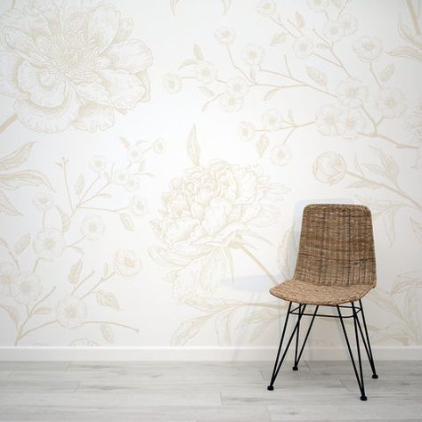 Introduce subtle and sophisticated elegance to your living space with our Subtle Botany Wallpaper Mural. Inspired by the Cotswolds, this beautiful mural features a detailed floral design in a delicate minimalist colour palette. The perfect statement wallpaper for an elegant interior, it will bring an air of sophistication, comfort and class that will make your home stand out from the rest. Floral Wallpaper Ceiling Bedroom, Stairway Wallpaper, Wallpapers Room, Botany Wallpaper, Minimalist Colour Palette, Quaint House, Marble Wall Mural, Statement Wallpaper, Scandinavian Wallpaper