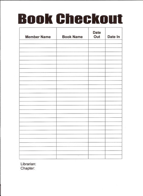 Book Check Out Sheet Library Card Printable, Classroom Library Checkout, Library Checkout, Sign Out Sheet, Best Library, Tutoring Business, Library Signs, Lending Library, Sign In Sheet