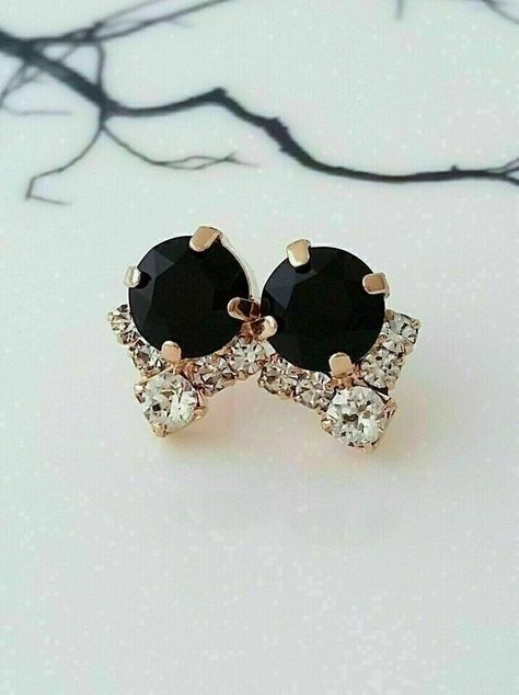 Black Wedding Earrings, Black Earrings Elegant, Gold Necklace Wedding, Bridal Earrings Studs, White Opal Earrings, Bridesmaids Earrings, Crystal Earrings Wedding, Black Bridesmaids, Black Bridal