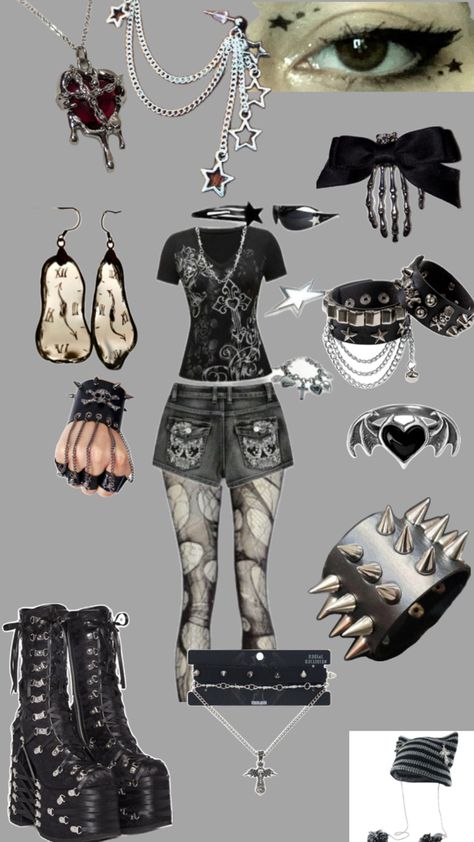 Outfit ideas Classic Emo Outfits, Punk Style Outfits Grunge, Pastel Emo Aesthetic, Emo Moodboard, Girly Goth Outfits, Goth Outfits For School, Grunge Emo Outfits, Goth Outfits Casual, Pastel Emo