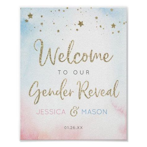 Gender Poster, Twinkle Gender Reveal, Twinkle Twinkle Gender Reveal, Guess The Gender, Gender Reveal Signs, Baby Reveal Party, Reveal Party, Reveal Parties