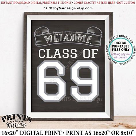 Class of 69 Sign Welcome Class of 1969 Reunion Decorations | Etsy Class Reunion Decorations, Reunion Decorations, School Reunion, Chalkboard Style, Class Reunion, Cadeau Photo, Graduation Ideas, Create Photo, Poster Board