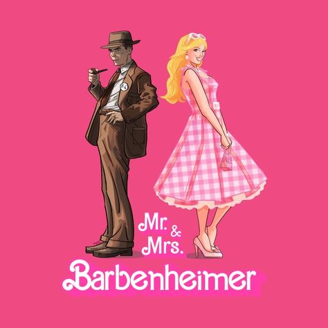 Check out this awesome 'Mr.+%26+Mrs.+Barbenheimer+fanart%28V2%29' design on @TeePublic! Barbenheimer Fanart, Barbie Oppenheimer, Tshirt Poster, Film Design, Cinema Movies, Pink Fits, Star Wars Poster, Cillian Murphy, Ryan Gosling