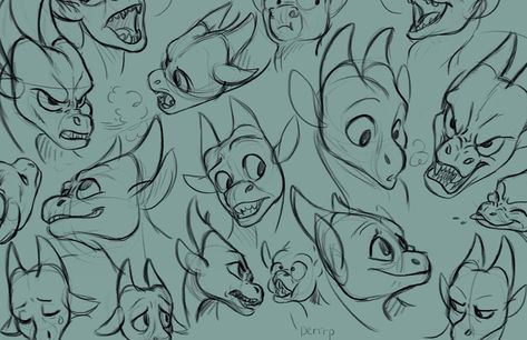 Dragon Expressions Drawing, Dragon Face Expressions, Dragon Facial Expressions, Angry Dragon Drawing, Dragon Expressions Faces, Dragon Sitting Reference, Dragon Face Reference, Dragon Face Drawing Front View, Dragon Turnaround