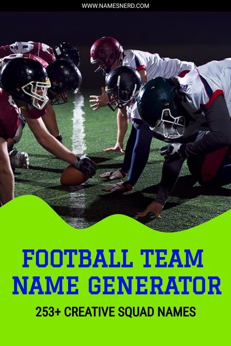 This football team name generator creates perfect names for your fantasy or rec league team. It has funny, cool, and tough name options. Fantasy League Names, Fantasy Football Team Names, Fantasy Football League Names, Fantasy Football Names, Football Team Names, Football Names, Grandma Names, Fantasy League, Fantasy Team