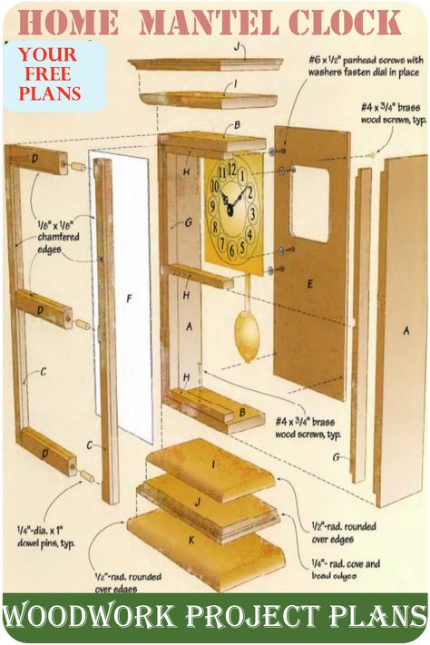 Wooden Mantel Clock | Projects that Sell Woodworking Clock Projects, American Colonial Decor, Vintage Woodworking Plans, Woodworking Plans Clocks, Wooden Clock Plans, Woodwork Plans, Antique Mantel Clocks, Workshop Projects, Wood Workshop