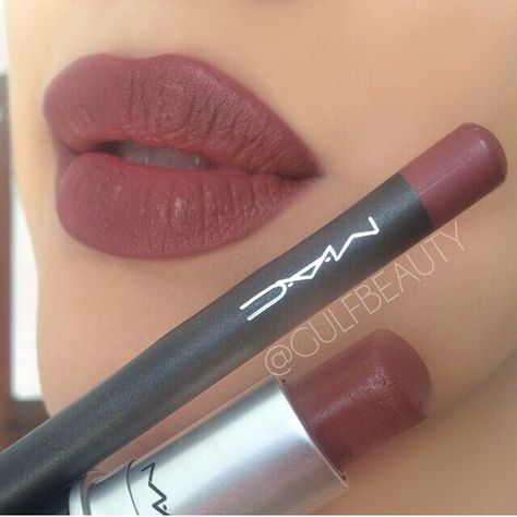 MAC lipstick (verve) & lip liner (half -red) Mac Verve Lipstick, Maroon Lips, Makeup 101, Lip Combo, Makeup Tricks, Mac Makeup, Kiss Makeup, Mac Lipstick, Makeup Goals